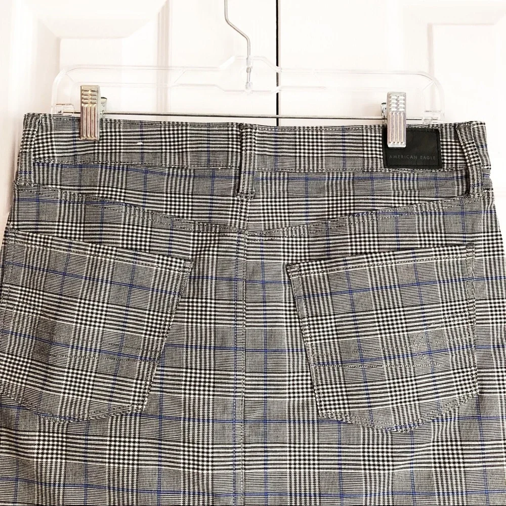 American Eagle Preppy Gray Plaid Super Stretch Hi-Rise Mini Skirt 8